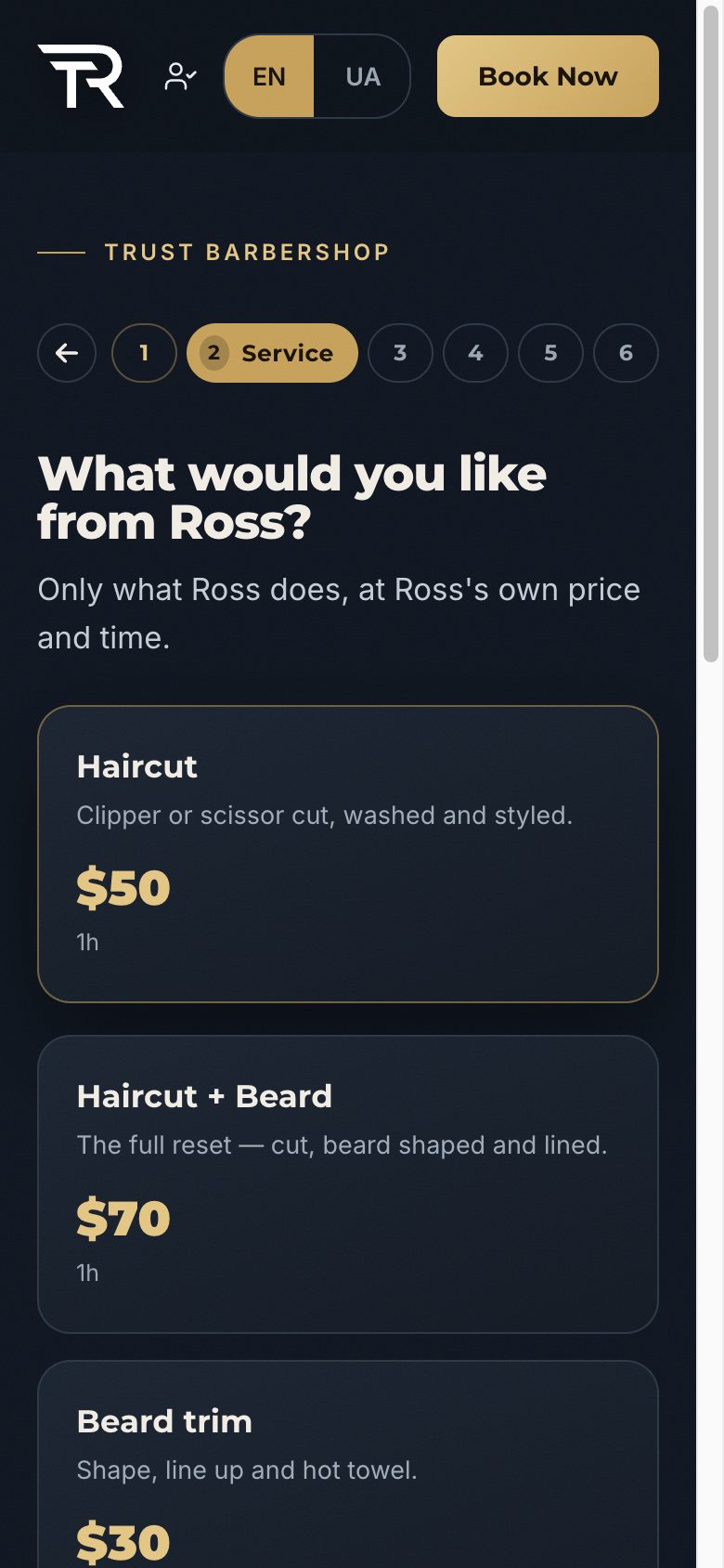 Послуги Ross з його цінами