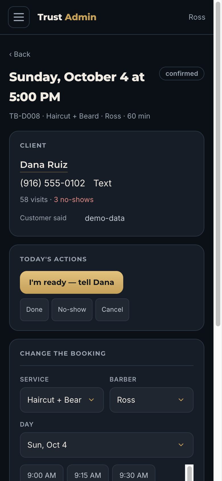 Картка запису: «I'm ready — tell Dana»